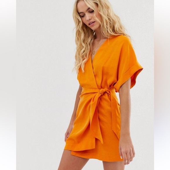 & Other Stories Dresses & Skirts - & Other Stories Cupro Wrap Mini Dress in Orange - Size 6